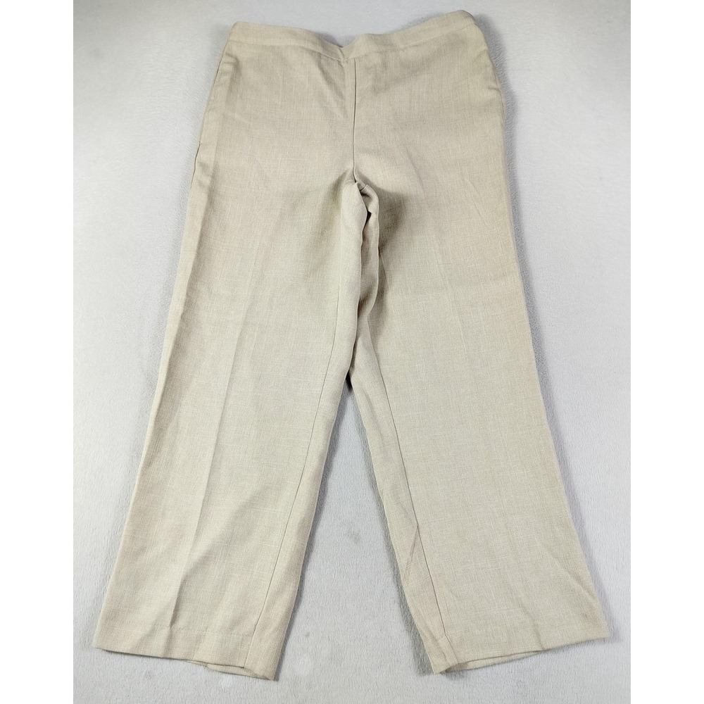 Alfred Dunner Pants Womens 14 Proportioned Short Beige Twill Classic Fit Casual